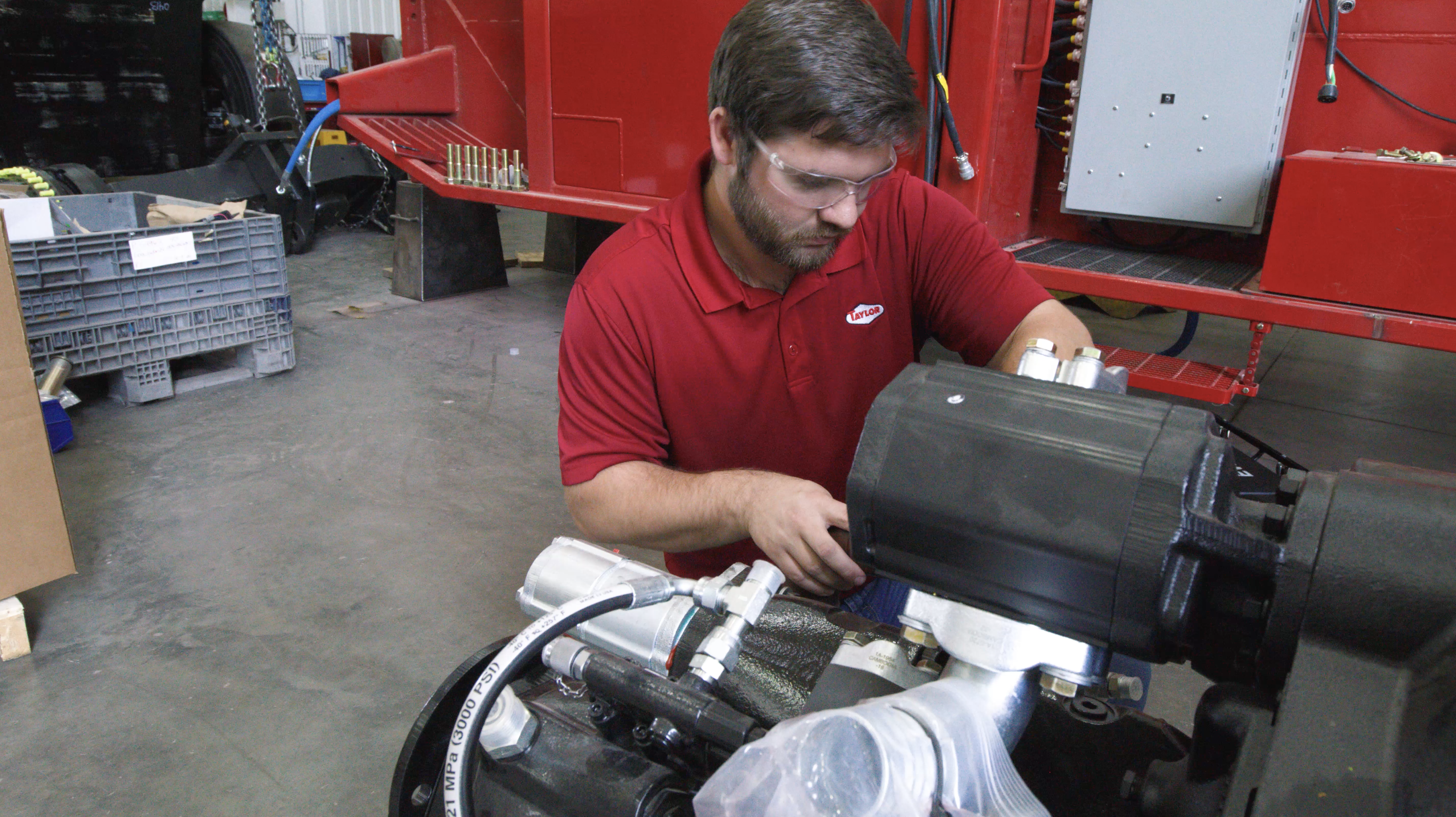 Isaac Miller works on some parts